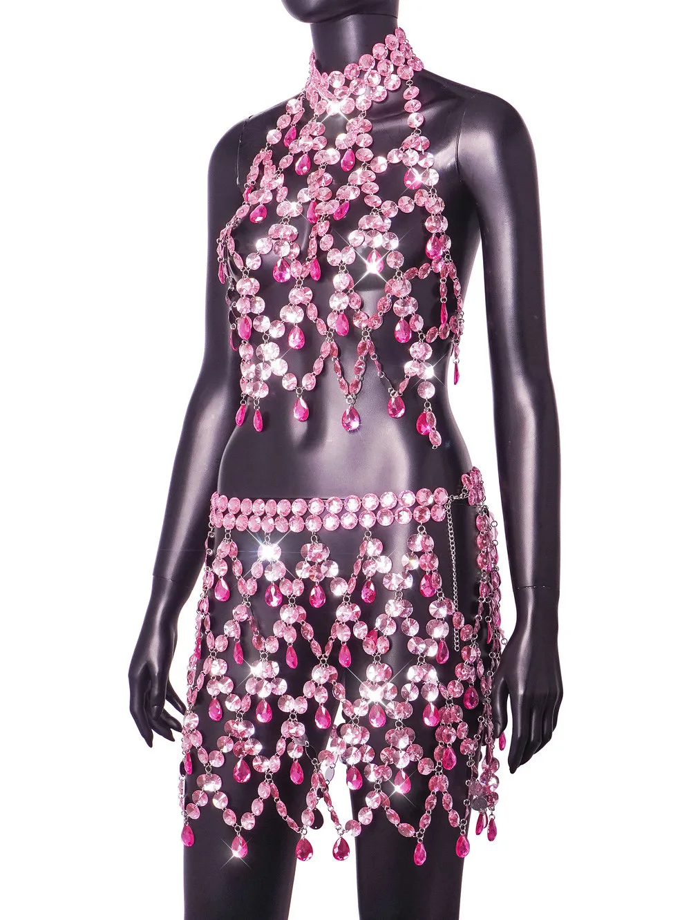 2 шт. кроп-топ с цепочкой и воротником-стойкой