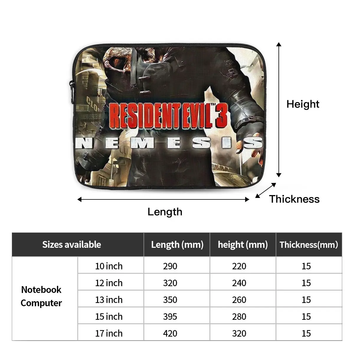 Фото Сумка для ноутбука Resident Evils 3 Nemesis V1, чехол для ноутбука 10, 12, 13, 15, 17 дюймов для Macbook Air Pro, противоударный чехол для планшета №1