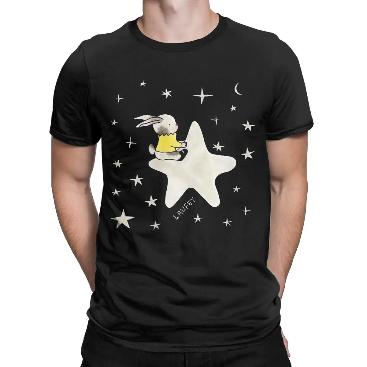 Мужская футболка с коротким рукавом круглым вырезом и принтом