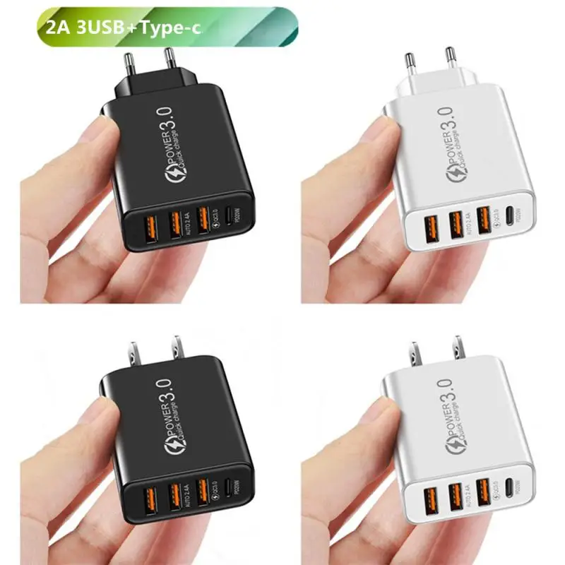 

New Quick Charge A+C Charger Euro Standard 3USB+ Type-C Multi-port Mobile Phone Travel Charger Universal Adapter Chargers