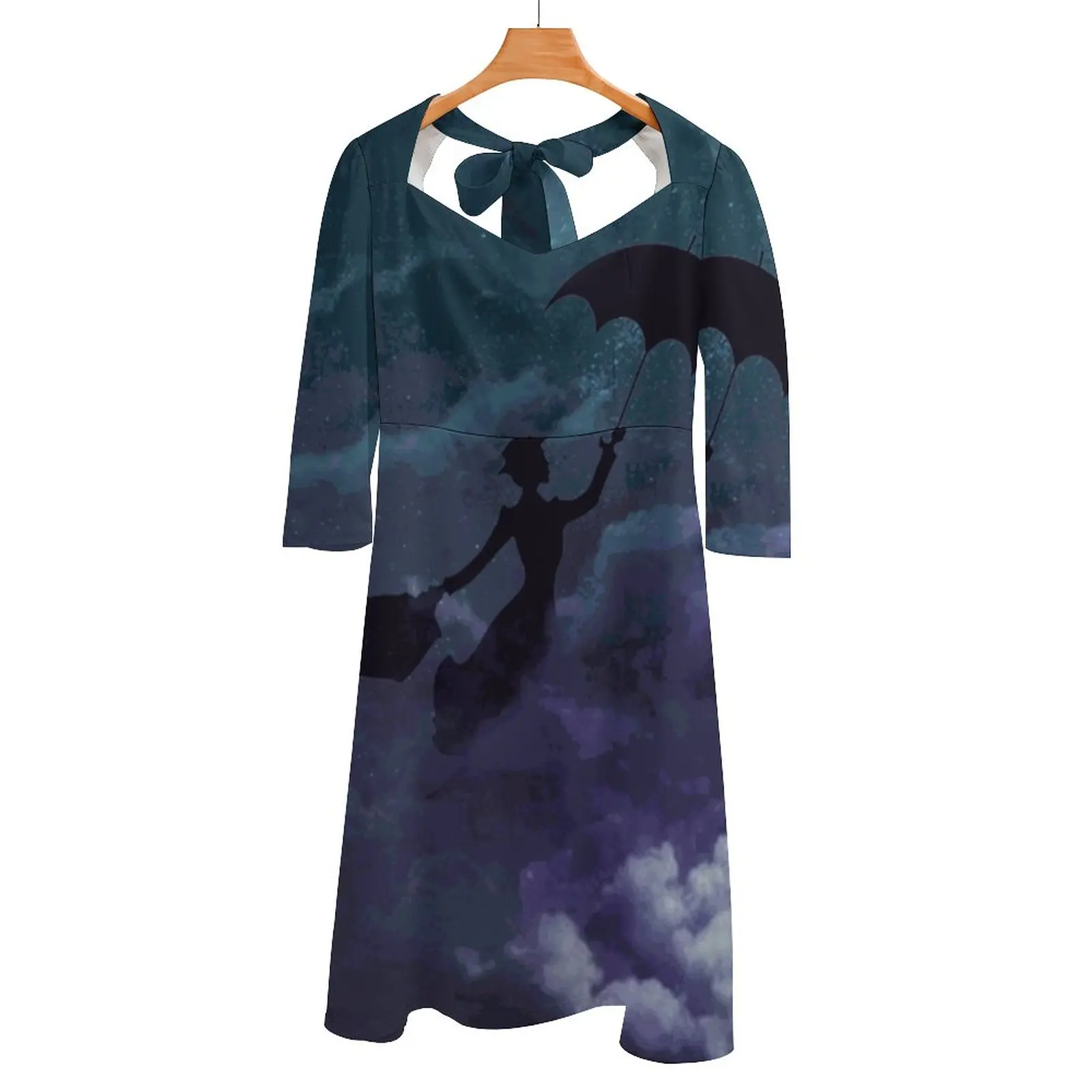 

In The Sky With Diamonds Back Lacing Backless Dress Square Neck Dress New Elegant Women Waist Tight Dress Sky Stars Childhood