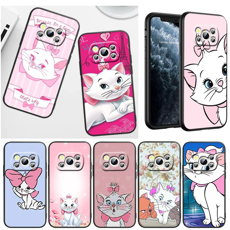 

Cute Disney Mary Cat For Xiaomi Poco X5 C55 C40 C50 F4 M4 X4 GT X3 F3 GT M3 C3 NFC Pro Mix3 Silicone Black Phone Case