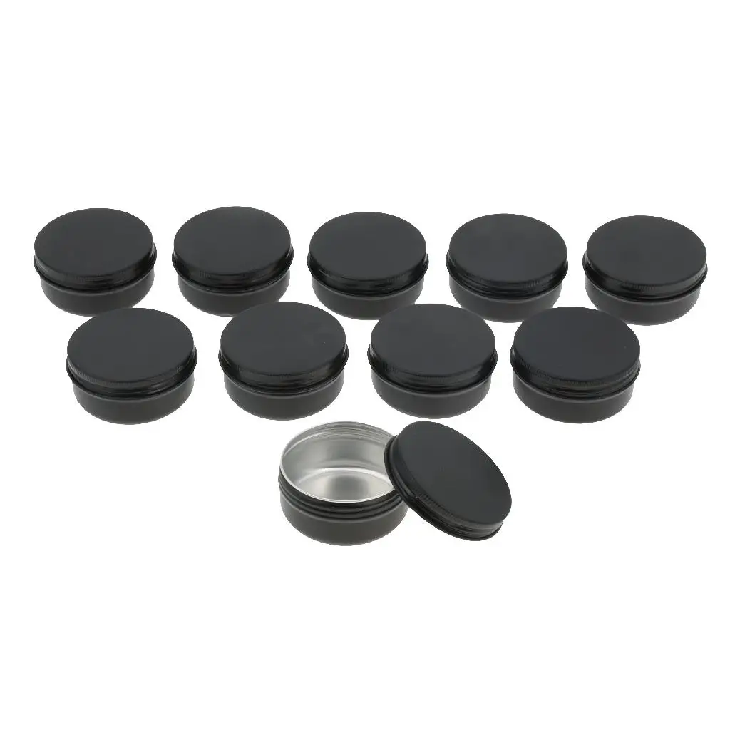 10-шт. алюминиевый контейнер для бальзама губ в жестяной банки с черной винтовой