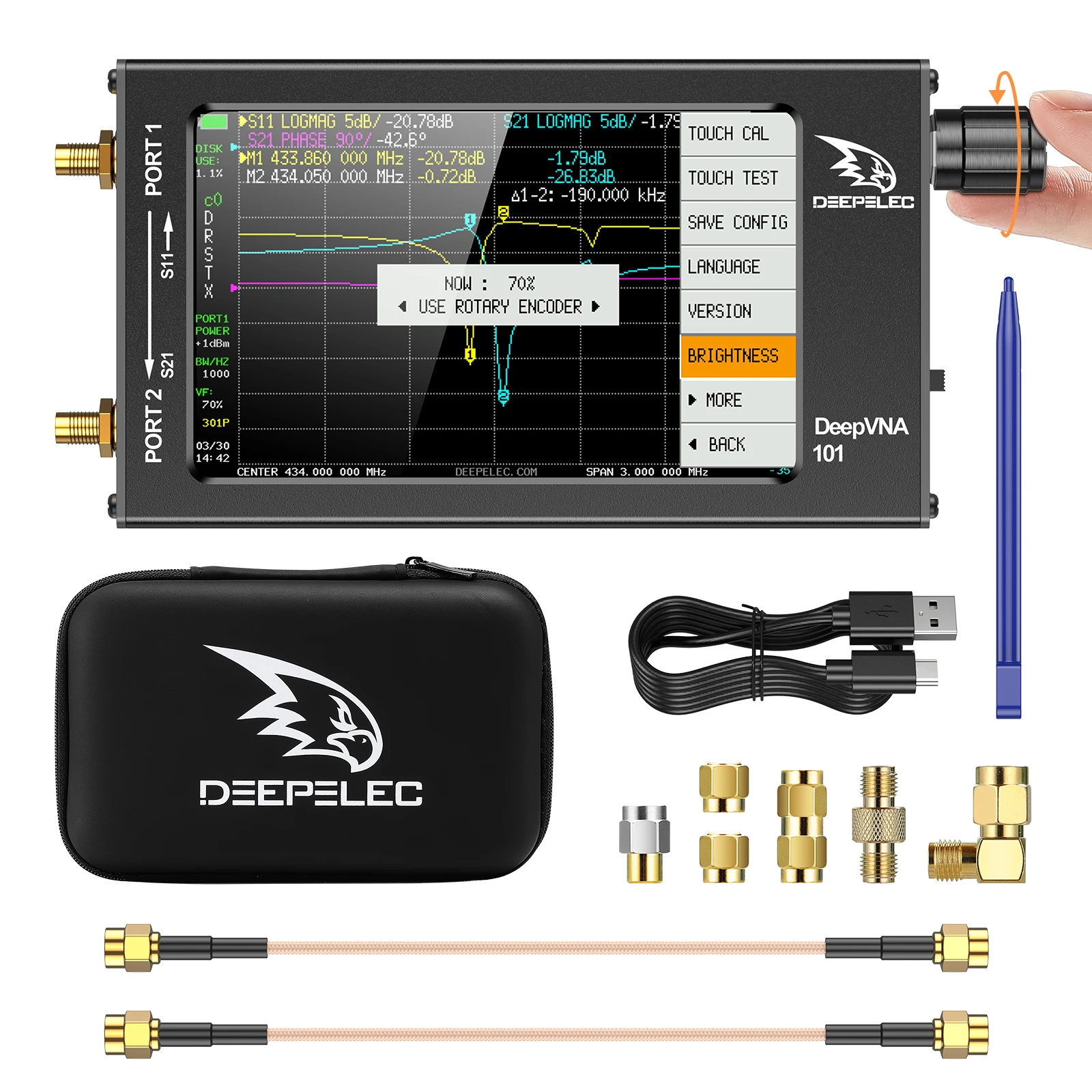 

DeepVNA 101 Vector Network Analyzer 4.3 inch IPS LCD Screen NanoVNA HF VHF UHF Analyzer Shortwave SWR Meter Plastic V3.2