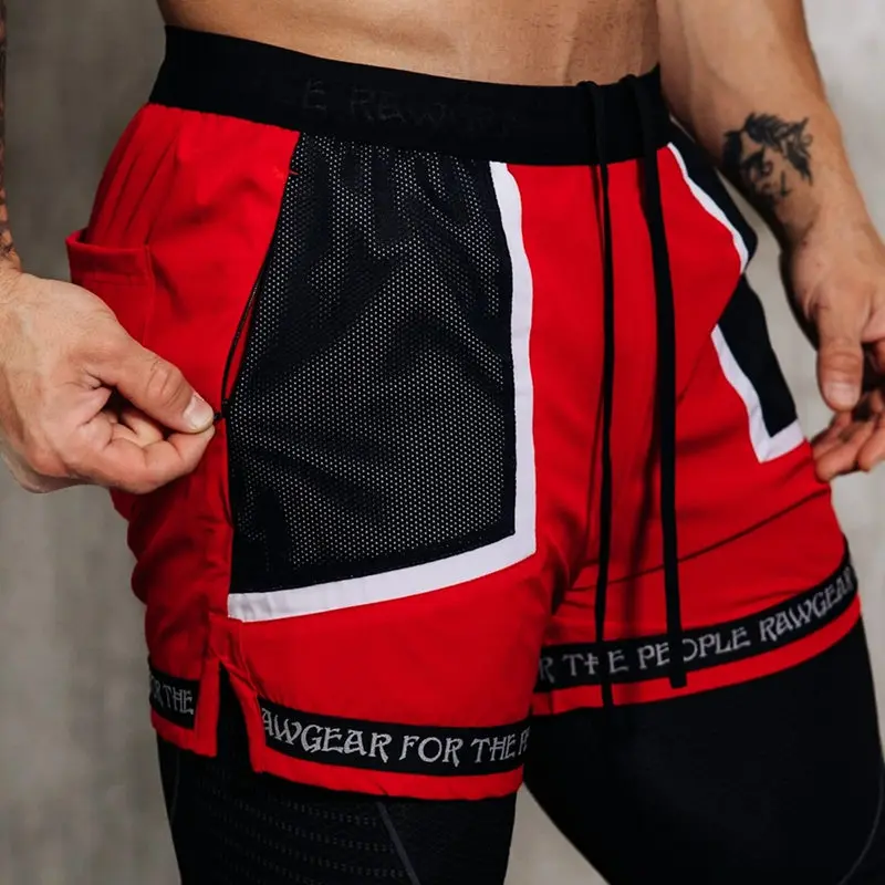 

Summer New men shorts Appliques Design Man Casual Shorts gym Fitness Muscle Polyester Fast Dry Breathable Patchwork Men's Shorts
