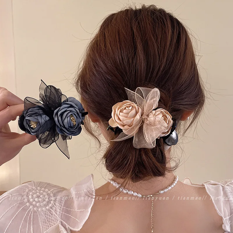 

New Arrival Flower Black Hair Claw Clips Trendy Women's Hair Clip Korean Fashion Crab Hair Clip Accessories for Women Girl