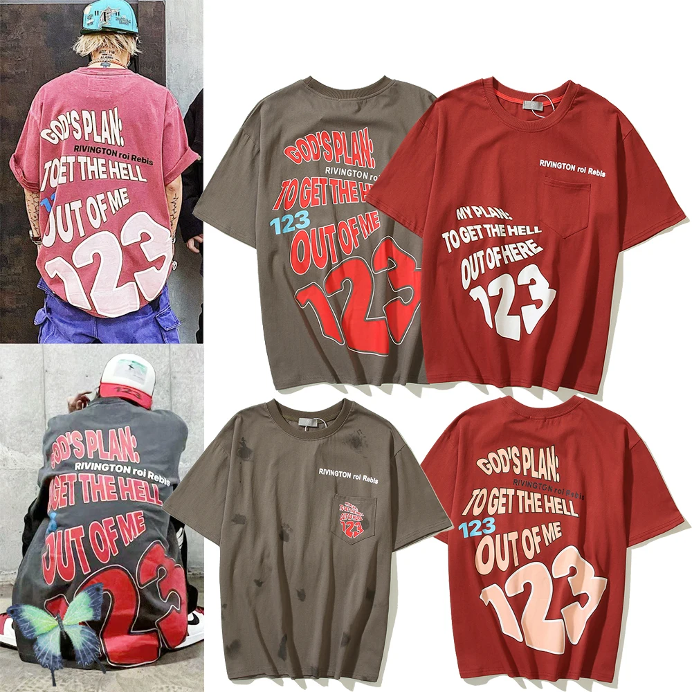 

RRR123 Letter Print Pocket T-shirt RRR 123 T Shirt