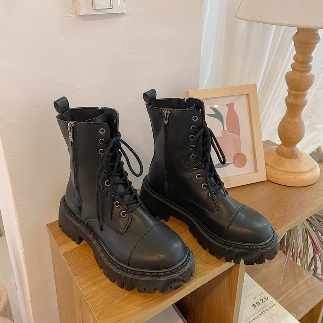 

Winter warm women's Martin boots black round toe snow boots high top shoes 2021 winter new leather casual waterproof ankle boots
