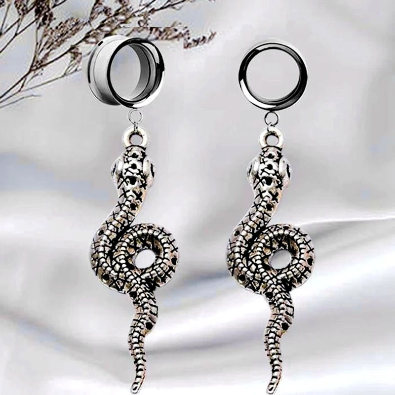 

2PCS уши змеи и тоннель Dilataciones Oreja нержавеющая сталь винт фиксированный волочильный шарнир калибр расширитель Уша тела панк