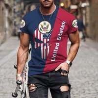 mens summer 2022 colorful fashion pattern slim t shirts round neck print letters casual tops retro trend clothes