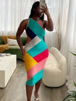dresses for women 2022 mid length printed sling sleeveless body crewneck womens summer dress