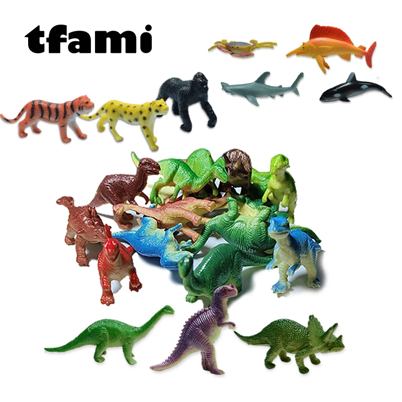 

TFAMI 3 Set Simulation Animals Model Toys For Children Dinosaur Tiger Zebra Shark Fish Animal Grassland Kids Toys For Boys Gifts