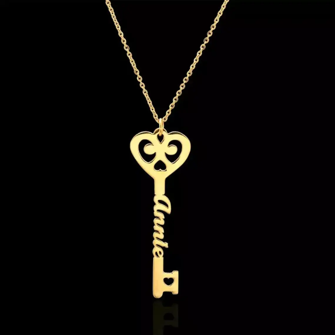 

NOKMIT Custom Name Key Necklaces & Pendants Statement Gold Necklace for Women High Quality Stainless Steel Jewelry Mother's Day