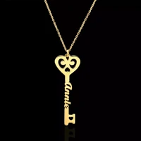 nokmit custom name key necklaces pendants statement gold necklace for women high quality stainless steel jewelry mothers day