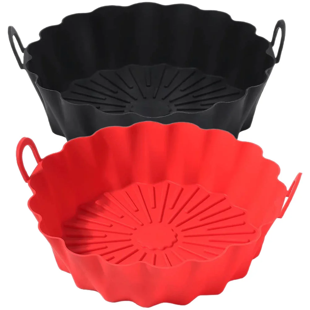 

2 Pcs Air Fryer Mats Parchment Paper Air Fryer Disposable Paper Liner Silicone Air Fryer Reusable Liner Oven Air Fryer