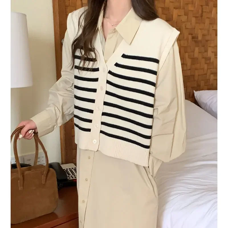 Универсальный вязаный топ с цветными блоками женский свитер жилет в