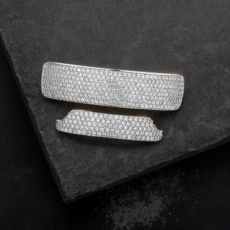Хип-хоп 3A + CZ Циркон Bling Iced Out Верхняя Нижняя Толстые Зубы Grillz Золото Серебро Цвет