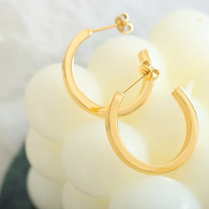 Модные круглые серьги-кольца в стиле OL позолоченные аксессуары из нержавеющей