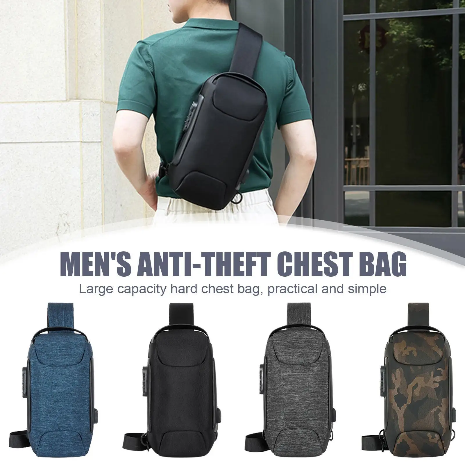 

2022 New Multifunction Crossbody Bag for Men Anti-theft Shoulder Messenger Bags Male Waterproof Short Trip Chest Bag Pack