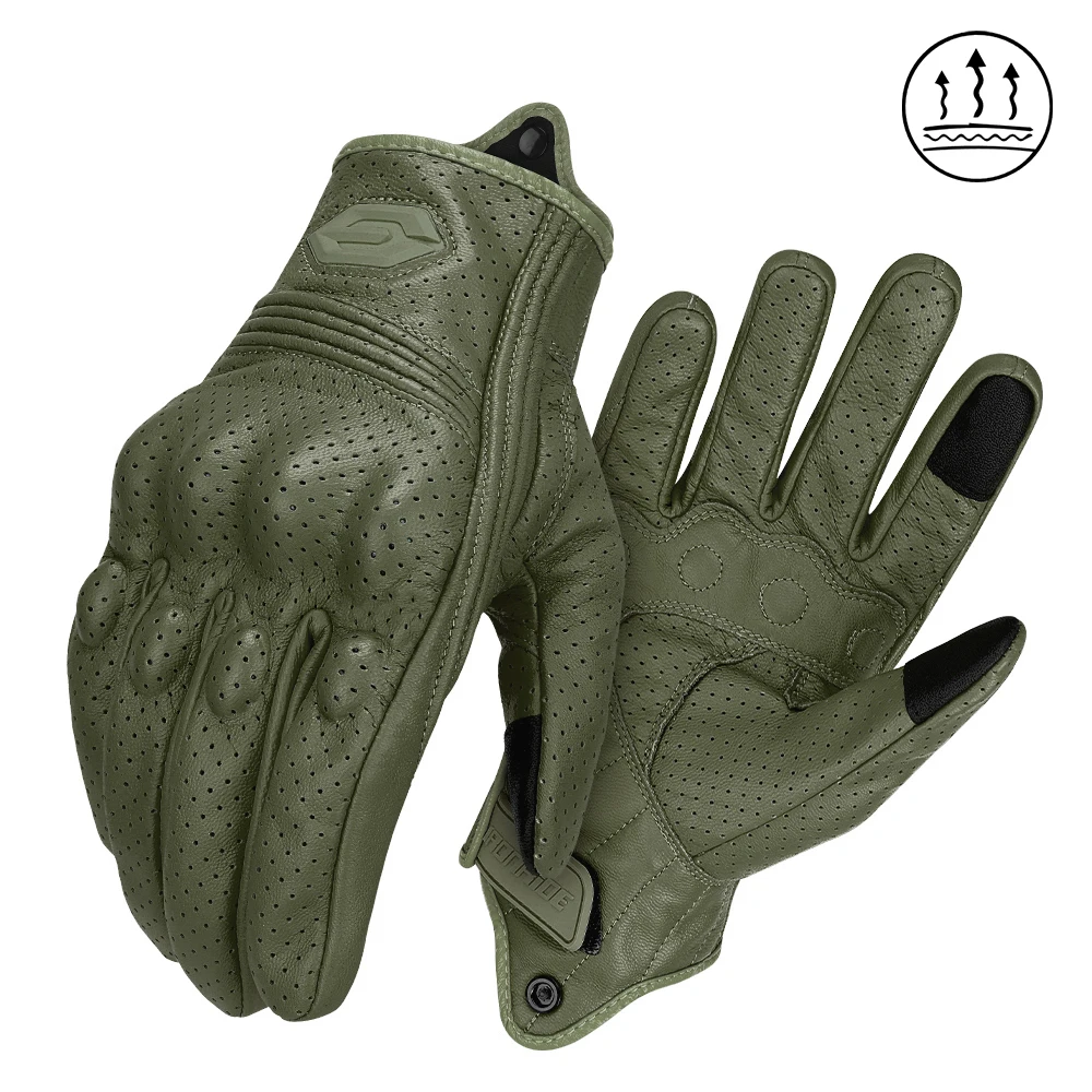 

Кожаные Мотоциклетные Перчатки Унисекс В Ретро-стиле, Дышащие, Летние, Противоскользящие, Вентилируемые, Полнопальцевые