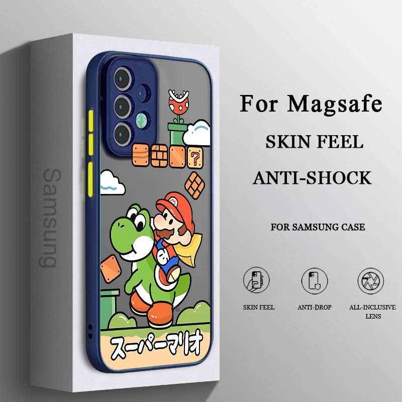 

Cartoon Super Marie Mario Phone Case For Samsung A71 A70 A52 A51 A42 A32 A22 A21S A12 A33 A53 Frosted Translucent Cover