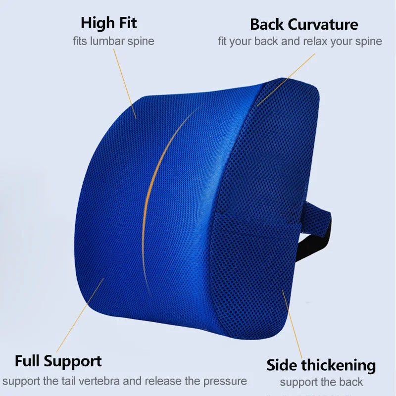 

Breathable Soft Memory Foam Lumbar Support Healthcare Back Waist Cushion Travel Pillow Car Seat Home Office Pillows Relieve Pain