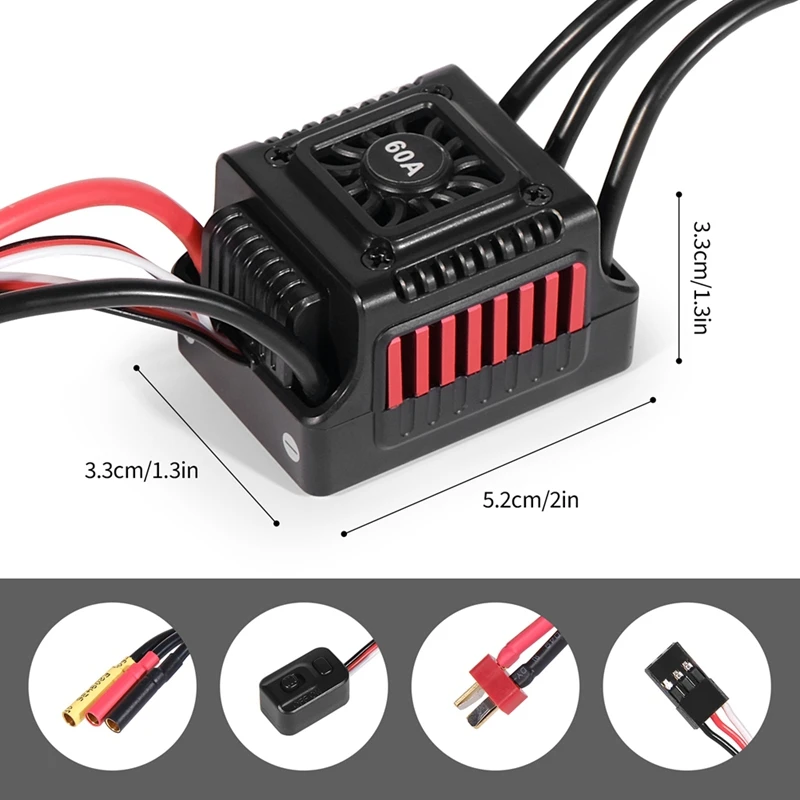 WSDT-60A RC безсенсорный бесщеточный водонепроницаемый 60A ESC подходит для 1/10