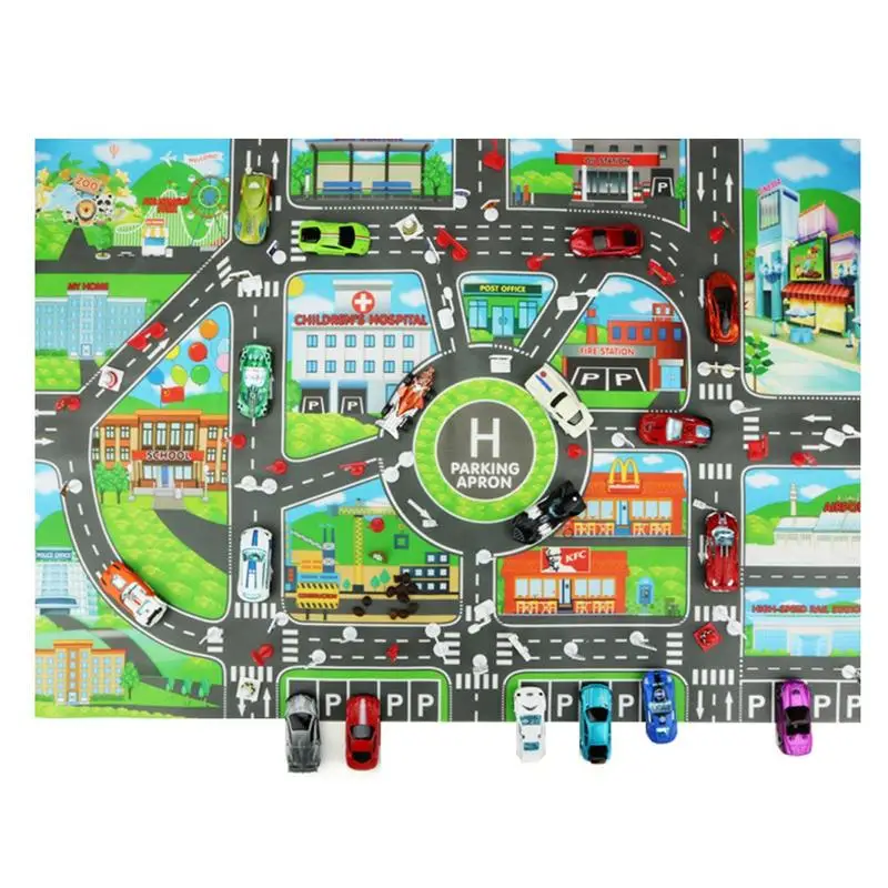 

Kids Road Map Waterproof Traffic Play Mat Parking Play English Version Toddler Boys Bedroom Rug For Area Playroom Living Room
