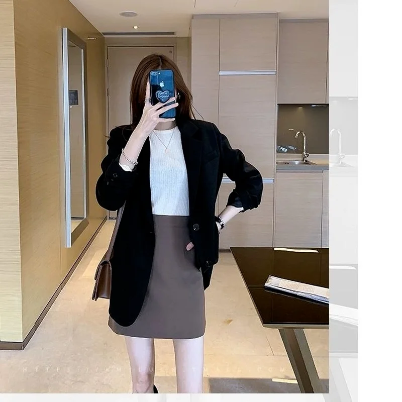 

Fashion England Style Casual Commute Blazers Office Lady Lapel Single Breasted Solid Colors Formal Blazers Spring Autumn Outwear