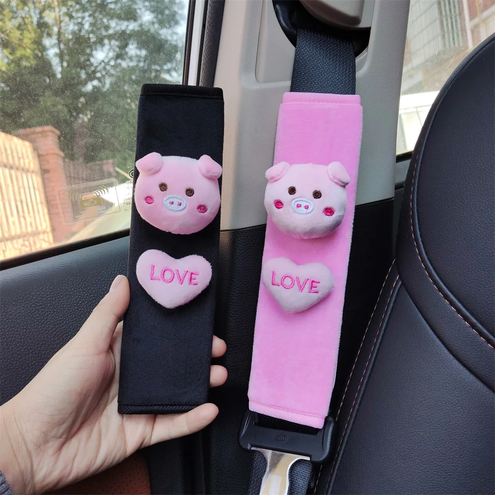 

Car Cartoon Cute Piglet Seat Belt Shoulder Protector Belt Cover Soft Pair of Fitted Universal Car Interior Seat Belt Accessories