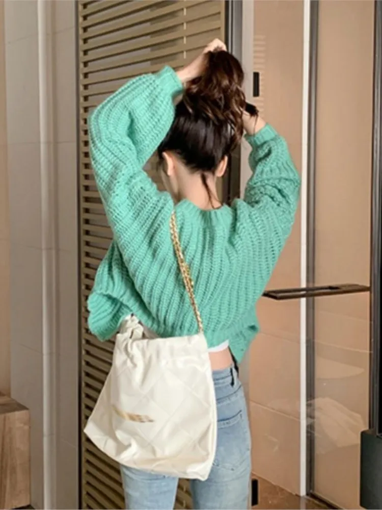 Вязаный свитер кардиган пальто женский осенне-зимний Повседневный свободный топ