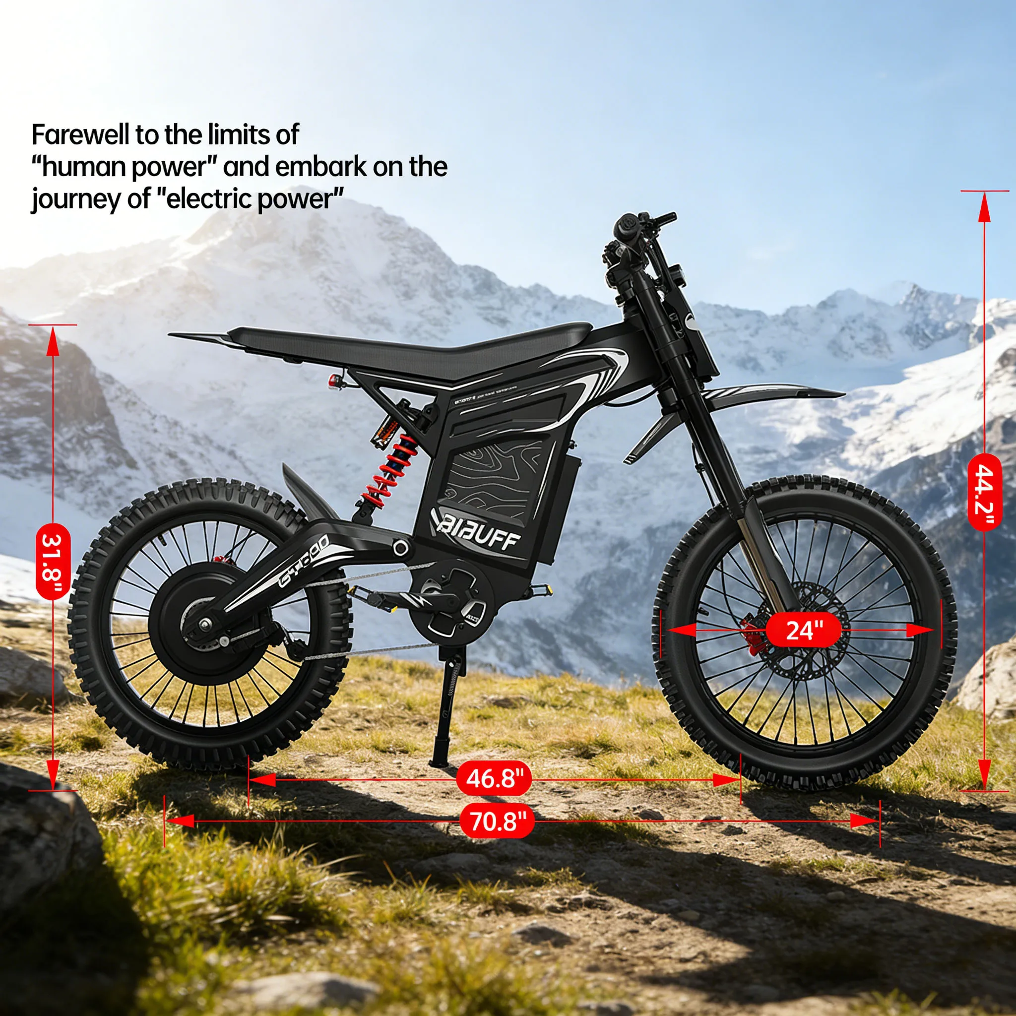 Электровелосипед EKXBike Readygo BIBUFF GT600 для бездорожья, 7500 Вт, 50 мильч, 72В 30Ач, 100 миль пробега, гидравлические тормоза, полная подвеска, электрический внедорожный мотоцикл (art.: 3920da3c625db) - 3920da3c625db