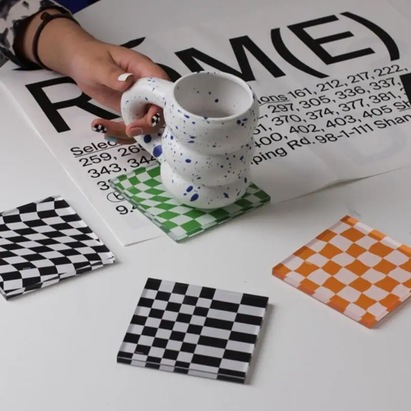 

Cup Coaster Placemats Checkerboard Coaster Dinner Mug Mat Nordic Props Mats