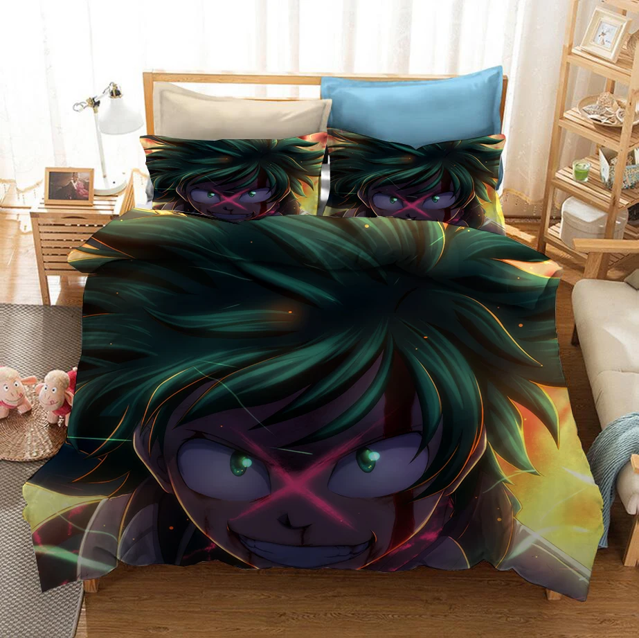 

Hero Academia Bedding Set 3D Print Cartoon Queen King Size Duvet Covers Pillowcases Comforter Bedclothes Kids