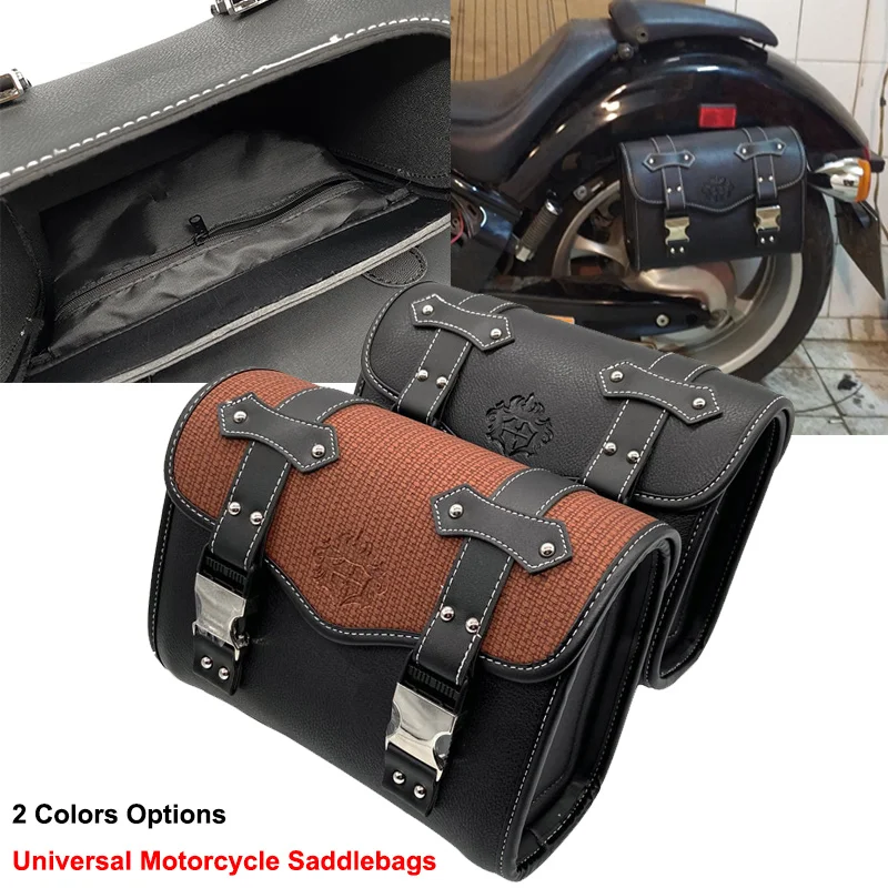 

New Motorcycle Saddlebag Side Bag Retro PU Motorcycle Tool Bag For Honda Rebel 250 500 300 1100 For W400 W650 XL883L SR400 XL120