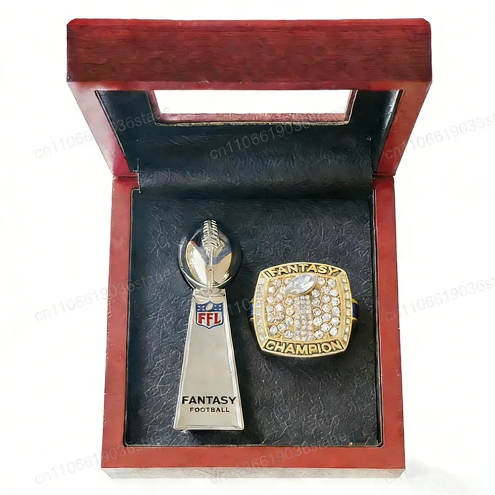 Кольцо и трофей чемпионата фэнтези-футбола 2011-2021, приз FFL MVP, спортивный трофей для американского футбола с дисплеем, деревянная коробка (art.: 3920d44d45f0b) - 3920d44d45f0b