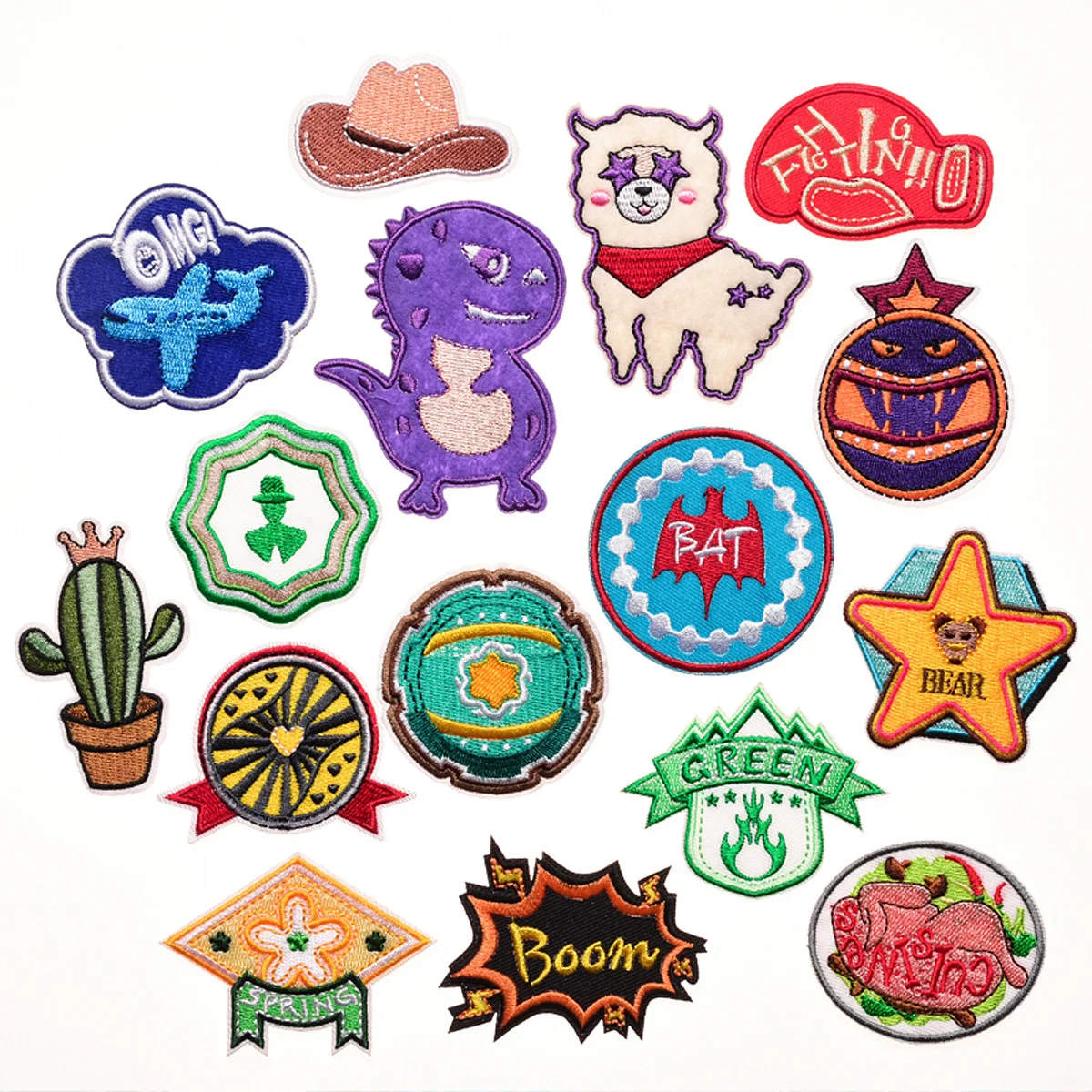 

Cartoon embroidery patch children's performance uniform DIY medal badge Iron On cute dinosaur cowboy hat sticker decorate