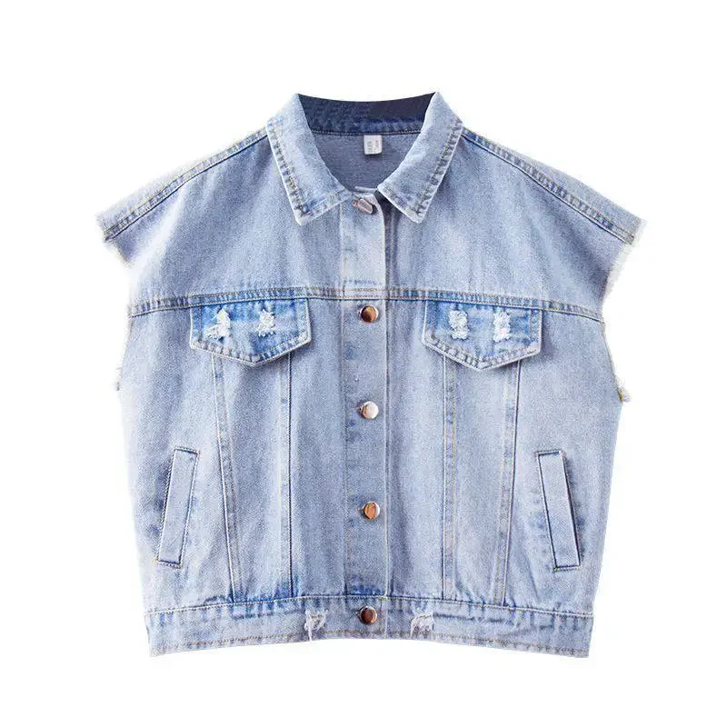 Стильный джинсовый жилет для девочек весенне-осенняя верхняя одежда корейская