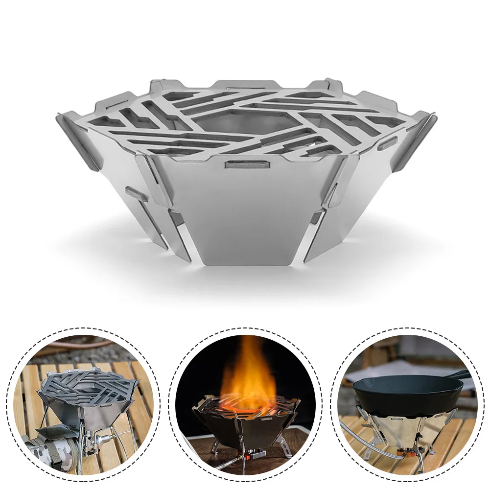 

Outdoor Windscreen Draft Shield Stainless Steel Removable Hexagonal Windscreen Baffle Camping Hiking Picnic Cooking Tools