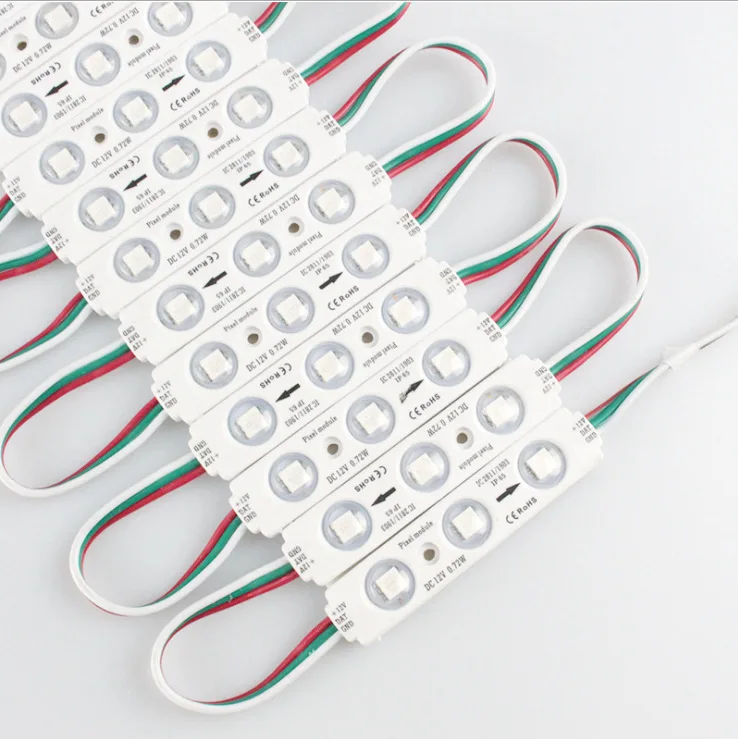 

1000PCS LED module full color WS2811 magic digital LED light module with IC WS2811 SMD 5050 RGB DC12V 3 led 70mm*15mm*8mm