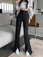 black split wide leg pants womens 2022 new spring high waist straight suite pants loose floor casual pants