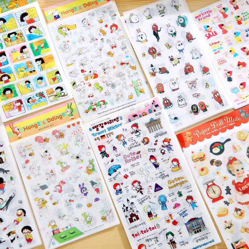 

6 pcs/pack Creative Stationery Stickers Cute Hand Account Diary Decorative Stickers Diy Photo Album Scrapbooking material