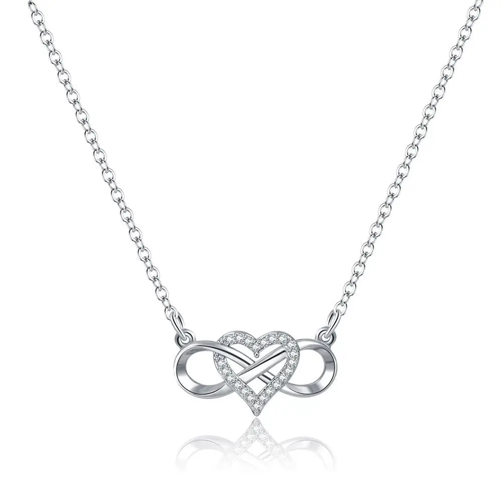 

Inlaid Zircon Infinite Love Necklace For Women Stainless Steel Couple Heart Choker Necklace Female Jewelry Valentine's Day Gift