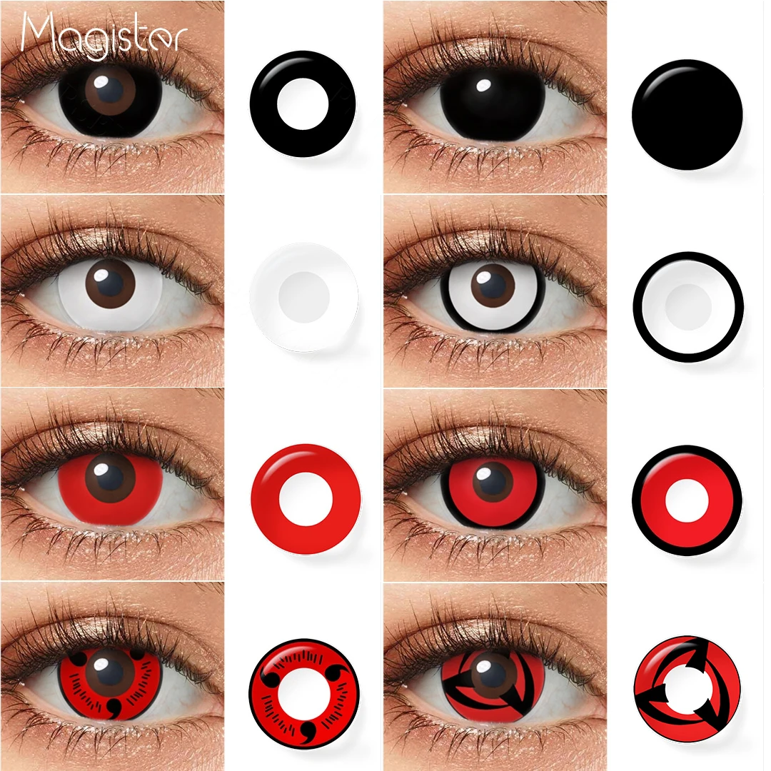 

Magister Anime Cosplay Contact Lenses 1 Pair Yearly Disposable Soft Lenses Sharingan Eye Halloween Contact Lenses Red Lens