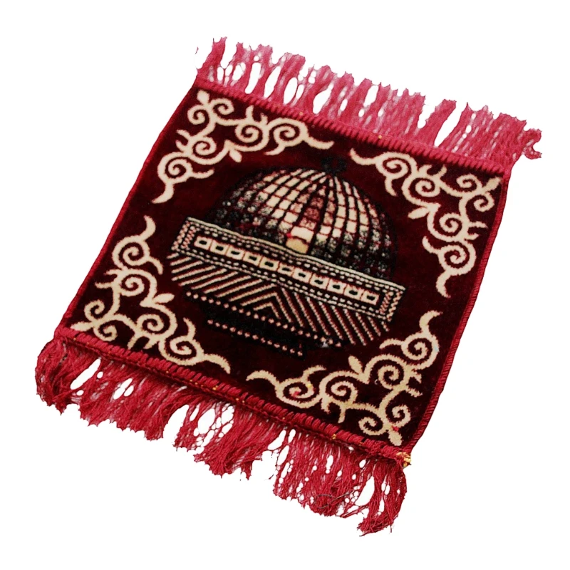 

Islamic Velvet Prayer Rug with Tassel Jacquard Muslim Small Square Mat Carpet