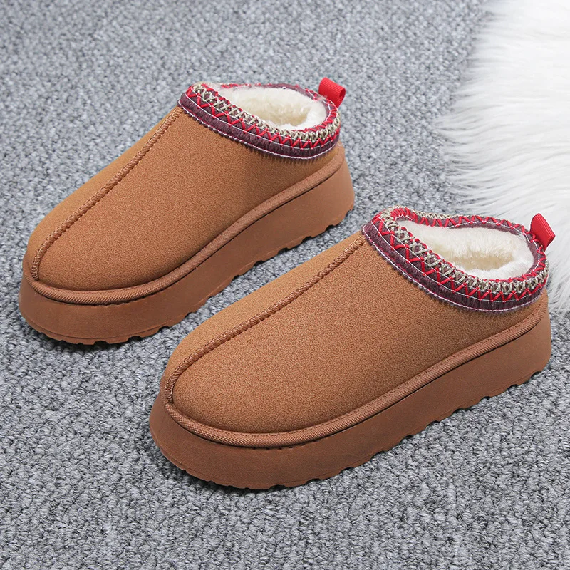 

2023 New Autumn Winter Keep Warm Plush Slippers Fashion Platform Shoes For Women Velvet and Thickening Wear Outside Shoes