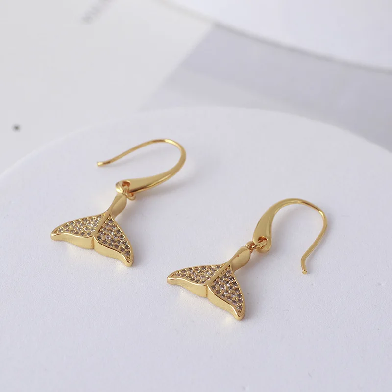 

Европейские и американские ювелирные изделия, оптовая продажа, простые серьги в виде рыбьего хвоста с инкрустацией