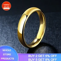 yanhui 18k gold color women rings simple 4mm round rings for women jewelry engagement wedding girl gifts us size 5 12