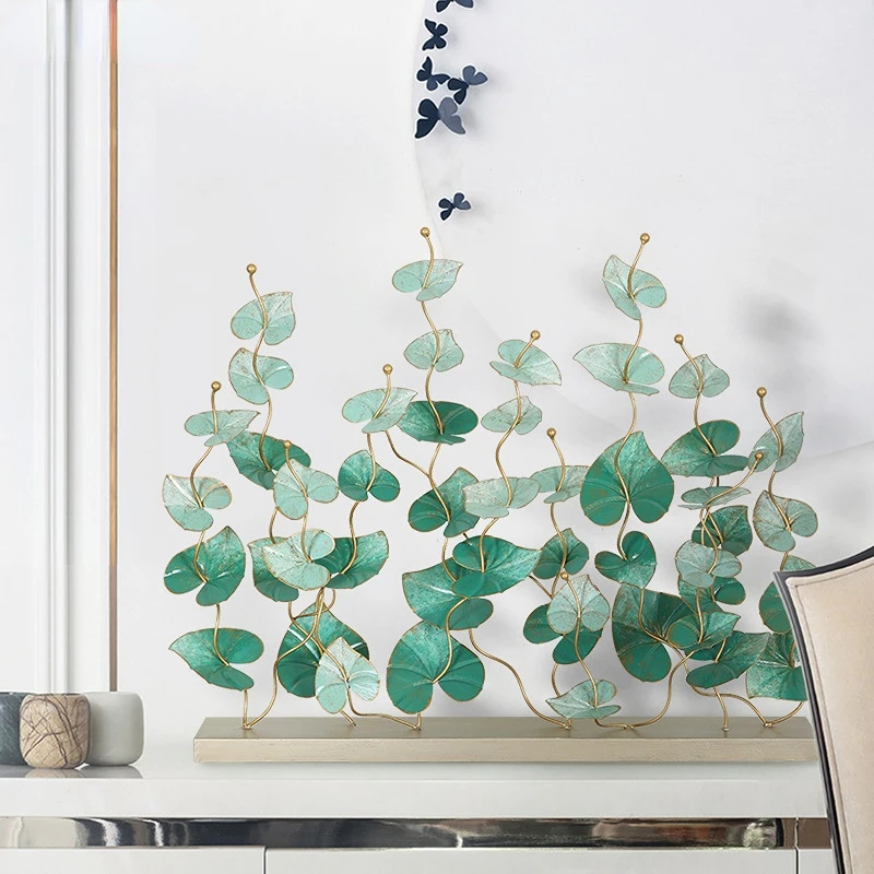

Pastoral Style Metal Artwork Handmade Green Plants Iron Art Room Decorations Creative Living Room TV Cabinet Furnishings