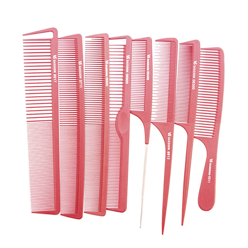 

9 шт./компл. красные Парикмахерские ножницы для резки Расческа в дизайне салон для укладки волос, расческа для стрижки волос гребень V-97 парик...